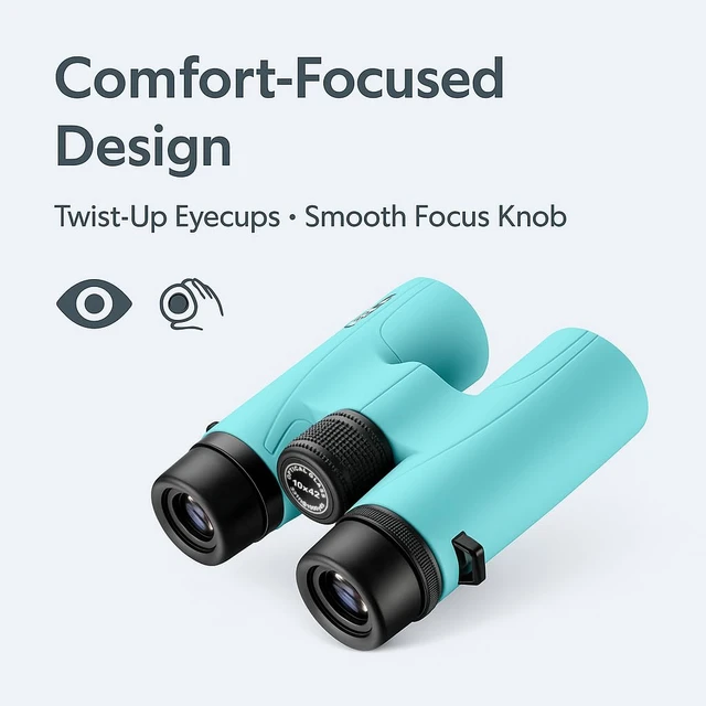Alt view image 4 of 7 - Crush 10x42 Binoculars Lightweight, Compact & Shockproof Design in Bright Colors for Hiking, Travel, Concerts, Sports, Great Gift Idea Case & Strap Included