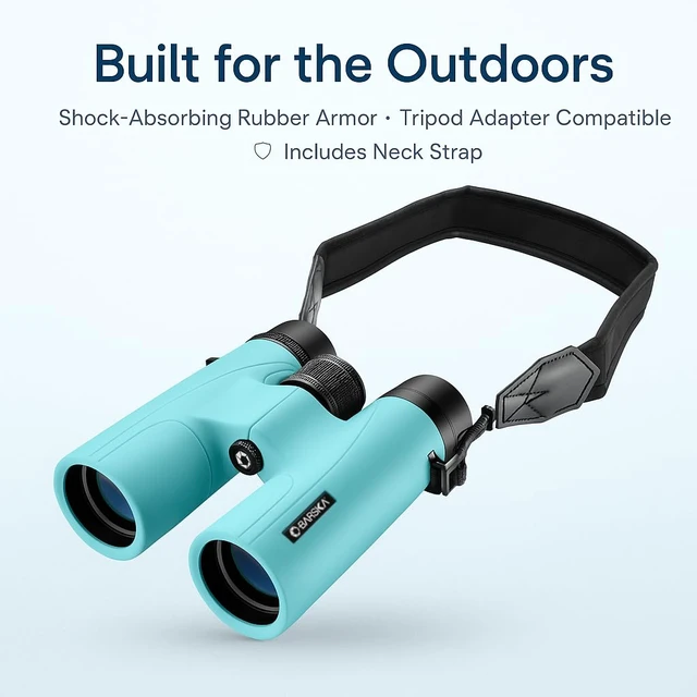 Alt view image 5 of 7 - Crush 10x42 Binoculars Lightweight, Compact & Shockproof Design in Bright Colors for Hiking, Travel, Concerts, Sports, Great Gift Idea Case & Strap Included
