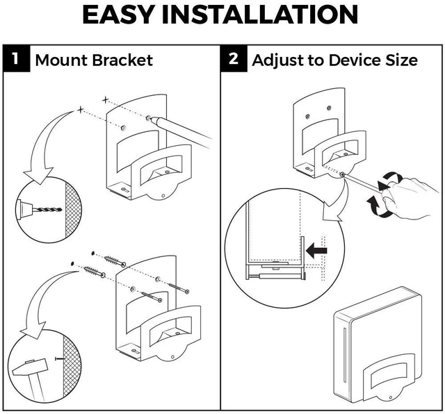 Alt view image 5 of 7 - Cable Box & Modem Mount, Adjustable Wall Mount Small Devices For small & Narrow Devices, Cable Boxes, Modems, DVD Players, Streaming Media Devices, Mount Behind the TV, Hardware Included