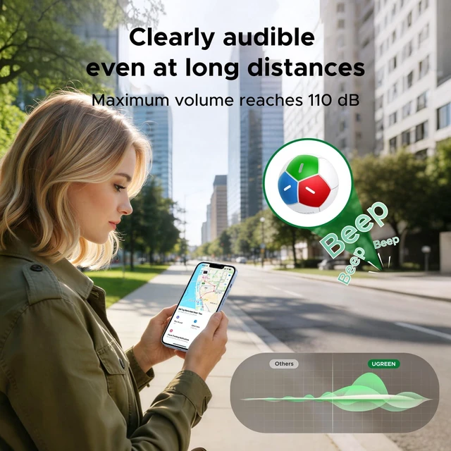 Alt view image 5 of 7 - FineTrack2 Air Tracker Tags (iOS Only) Soccer-Shaped Key Finder Compatible with Apple Find My,7-Year Battery Life Bluetooth Tracker for Bags and More,Tri-color