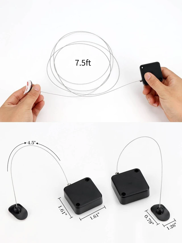 Alt view image 6 of 7 - 7.5 ft Retractable Remote Control Cable Tether Lock with Adjustable Locking Leash Length Clasp,Remote Control Security Lanyard Lock for TV Remote Control,Gaming Controller,Tablets Showroom -4 Pcs