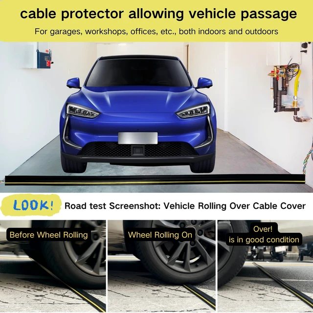 Alt view image 3 of 7 - 20ft Floor Cord Cover, Heavy Duty Cable Protector Garage Indoor Outdoor Use