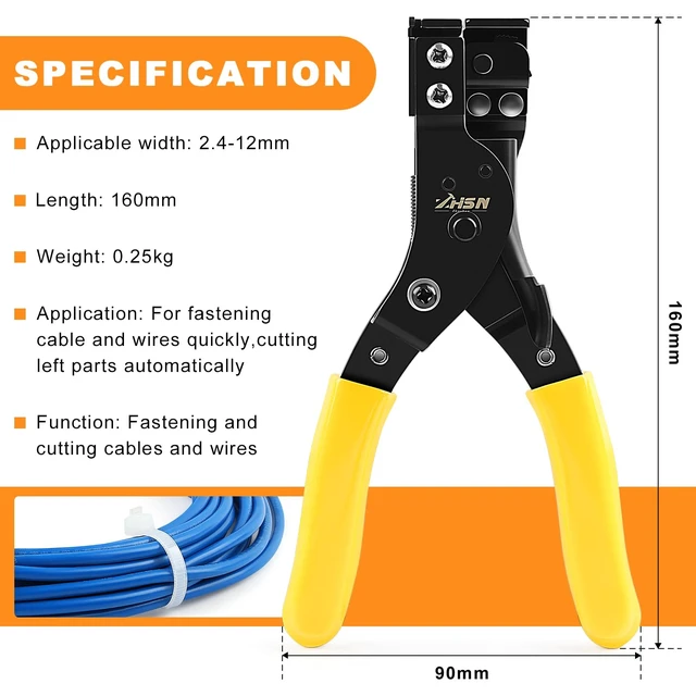 Alt view image 2 of 7 - Nylon Cable Tie Bundling Tool, 2-in-1 Zip Tie Plier and Cutter Tool with Adjustable Tension, Fastening and Cutting for 2.4-12mm Ties