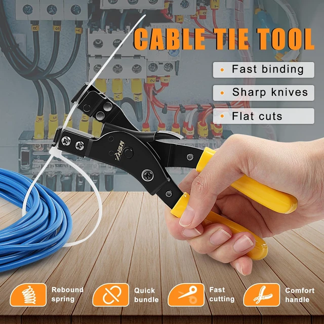 Alt view image 3 of 7 - Nylon Cable Tie Bundling Tool, 2-in-1 Zip Tie Plier and Cutter Tool with Adjustable Tension, Fastening and Cutting for 2.4-12mm Ties