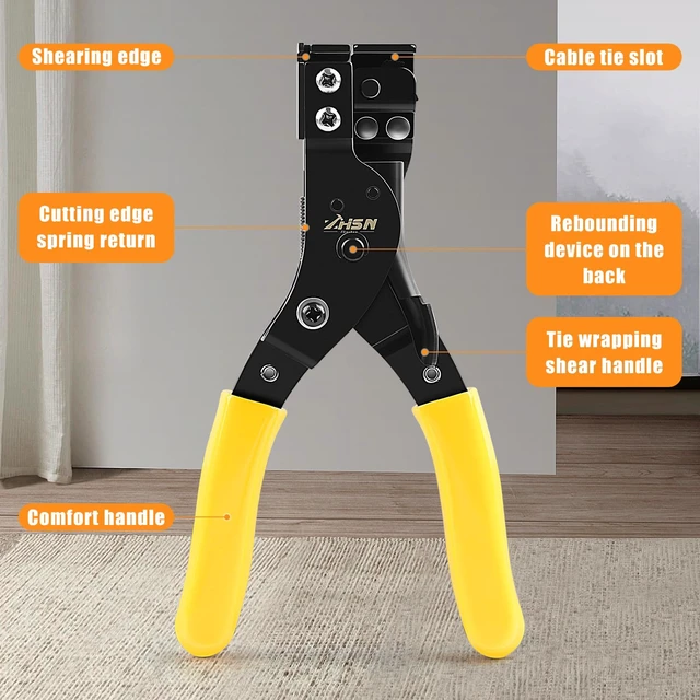 Alt view image 4 of 7 - Nylon Cable Tie Bundling Tool, 2-in-1 Zip Tie Plier and Cutter Tool with Adjustable Tension, Fastening and Cutting for 2.4-12mm Ties