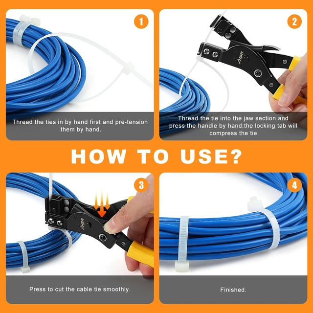 Alt view image 6 of 7 - Nylon Cable Tie Bundling Tool, 2-in-1 Zip Tie Plier and Cutter Tool with Adjustable Tension, Fastening and Cutting for 2.4-12mm Ties