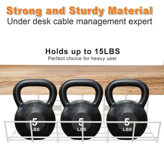 Alt view image 4 of 7 - Under Desk Cable Management- 4 Pack Cord Organizer. Metal Wire Cable Management Tray for Office, Studio and Home. Super Sturdy Under Table Cable Managements - White Cable Organizer