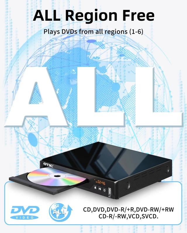 Alt view image 3 of 7 - All Region Dolby Digital DVD Players for TV with HDMI & 1080P Upscaling Multi-Format CD/DVD Player, USB Port, Metal Housing, Remote & HDMI Cable Included, Home Stereo System for Elderly Gift
