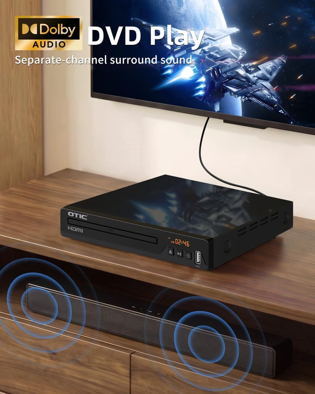 Alt view image 4 of 7 - All Region Dolby Digital DVD Players for TV with HDMI & 1080P Upscaling Multi-Format CD/DVD Player, USB Port, Metal Housing, Remote & HDMI Cable Included, Home Stereo System for Elderly Gift