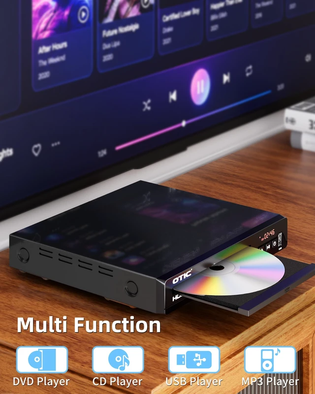 Alt view image 6 of 7 - All Region Dolby Digital DVD Players for TV with HDMI & 1080P Upscaling Multi-Format CD/DVD Player, USB Port, Metal Housing, Remote & HDMI Cable Included, Home Stereo System for Elderly Gift