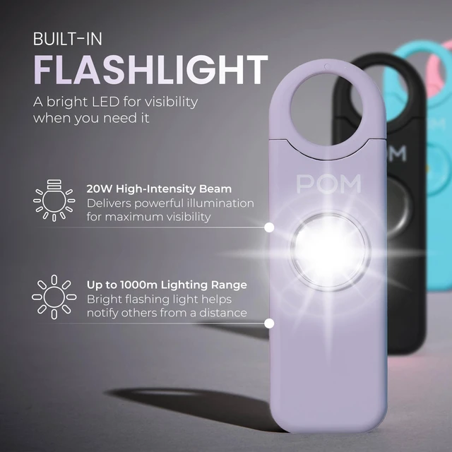 Alt view image 4 of 7 - Personal Safety Alarm for Women 130dB Loud Emergency Siren, USB-C Rechargeable with Bright LED Flashlight, Portable Keychain Design for Self Defense, Purse, Backpack & Travel (Lavender)