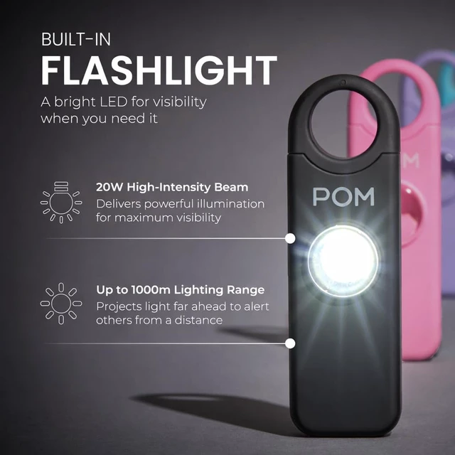 Alt view image 4 of 7 - Personal Safety Alarm for Women 130dB Loud Emergency Siren, USB-C Rechargeable with Bright LED Flashlight, Portable Keychain Design for Self Defense, Purse, Backpack & Travel (Black)