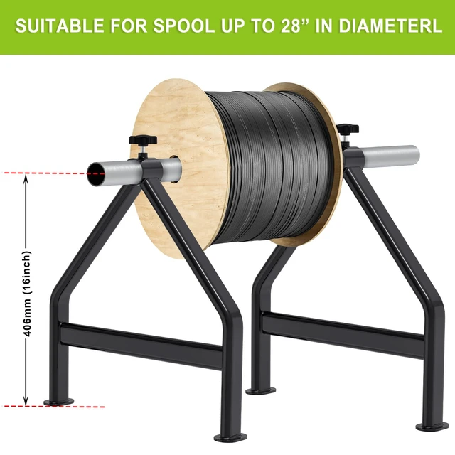 Alt view image 2 of 7 - Wire Spool Rack for up to 28" Spools, Black Fully Welded, Portable Cable Caddy for Smooth Cable Dispensing on Job Sites, 220 lbs Capacity