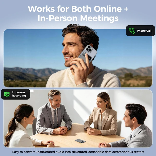 Alt view image 6 of 7 - AI Voice Recorder with 1-Year Pro Included, AI Meeting Notes Unlimited Transcription, Summary & Action Items, GPT AI Note Taker for Meetings, Lectures & Calls, Unlimited Cloud Storage