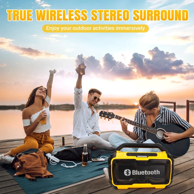 Alt view image 2 of 7 - Cordless Bluetooth Speaker Compatible with DeWalt 20V Max Batterty 80W Portable Outdoor Wireless Boombox, Durable for Jobsites, Phone Holder Included(Tool Only)