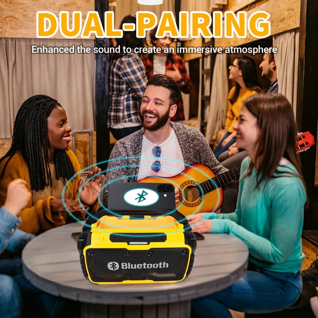 Alt view image 5 of 7 - Cordless Bluetooth Speaker Compatible with DeWalt 20V Max Batterty 80W Portable Outdoor Wireless Boombox, Durable for Jobsites, Phone Holder Included(Tool Only)