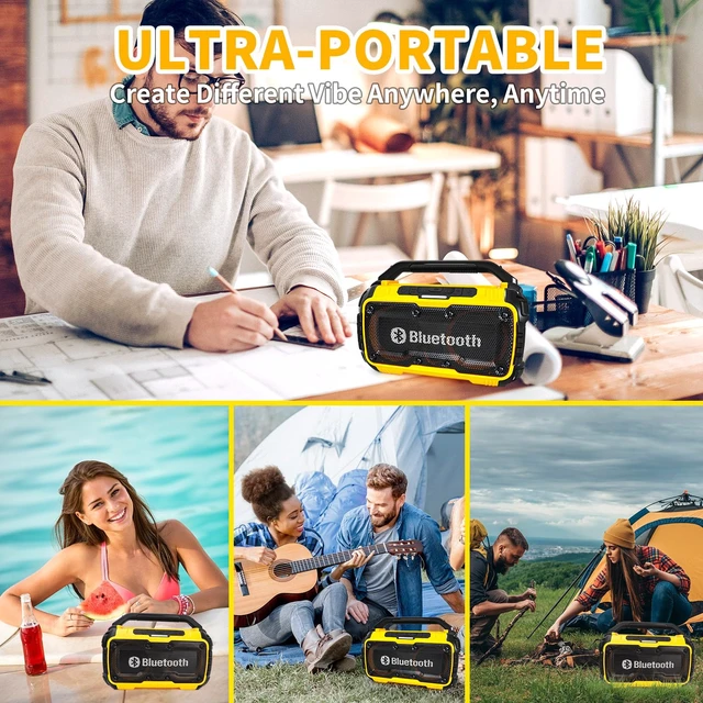 Alt view image 6 of 7 - Cordless Bluetooth Speaker Compatible with DeWalt 20V Max Batterty 80W Portable Outdoor Wireless Boombox, Durable for Jobsites, Phone Holder Included(Tool Only)
