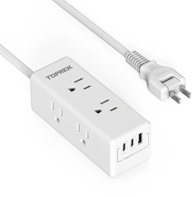 Main image of 2 Prong Power Strip, 2 Prong to 3 Prong Outlet Adapter, 1440J 2 Prong Surge Protector with 6 Outlets & 3 USB, 5FT 2 Prong Extension Cord with Swiveling Flat Plug, Ideal for Non-Grounded Outlet