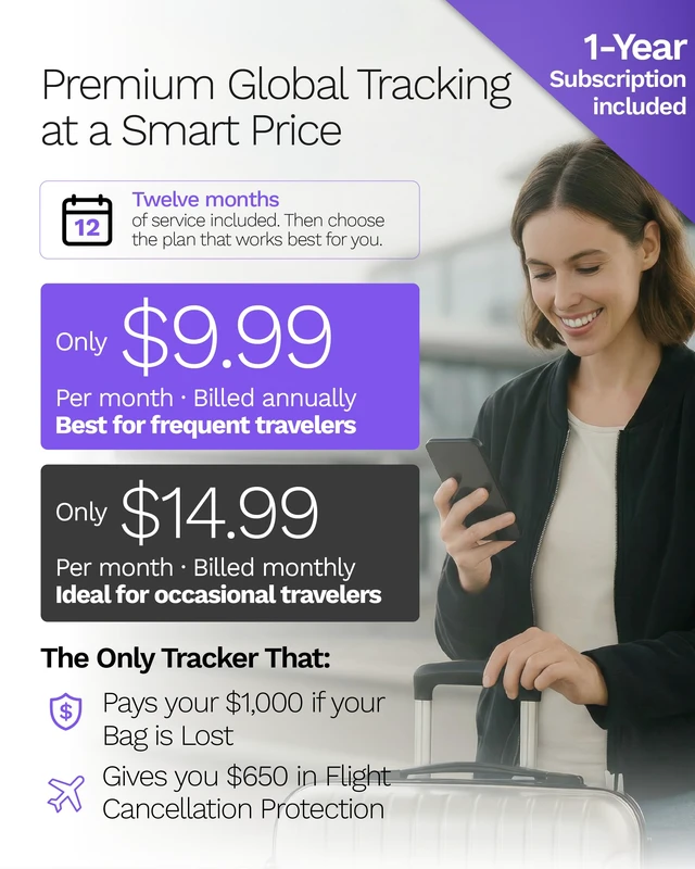 Alt view image 5 of 7 - Pro GPS Luggage Tracker Designed for Travel, Real-Time Global Tracking for Bags & Gear, Bag-Opening Alert, Worldwide Coverage, 4G LTE, Unlimited Range. 1 Year Subscription Included