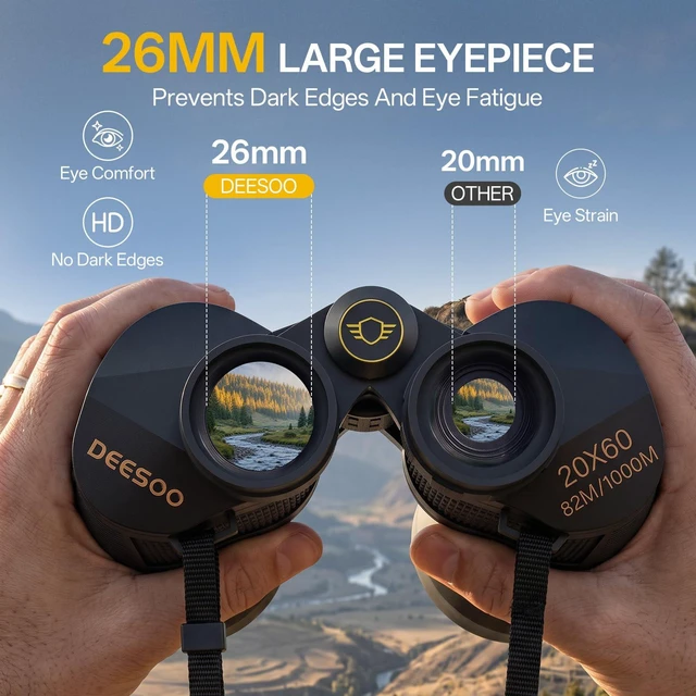 Alt view image 3 of 7 - 20x60 Binoculars for Adults High Powered Bird Watching Cruise Ship HD Vision, Large View, Easy Focus, FMC BAK4 Prism, Professional for Hunting, Stargazing, Hiking, Travel, Gifts for Men