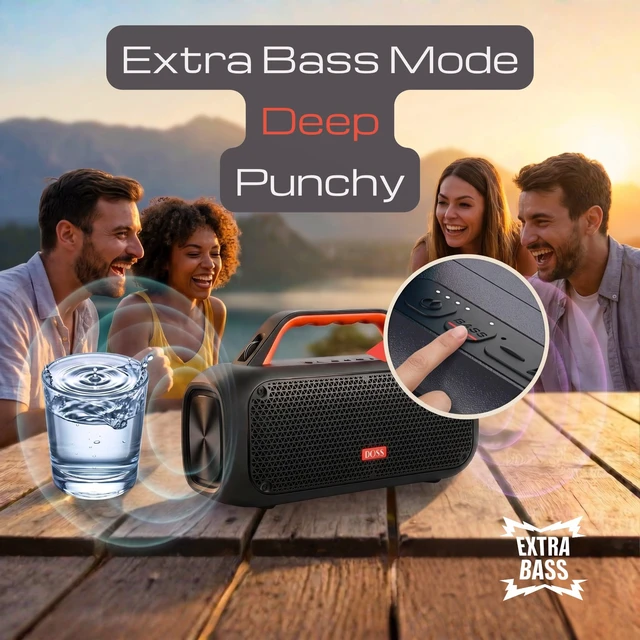 Alt view image 5 of 7 - Extreme Boom Portable Bluetooth Speaker with 60W Mighty Sound-Orange 60W Deep Bass, 30H Playtime,10400mAh Power Bank, IPX6 Waterproof, TWS, BT 5.3, For Camping, Beach, Pool, Grage, Parties