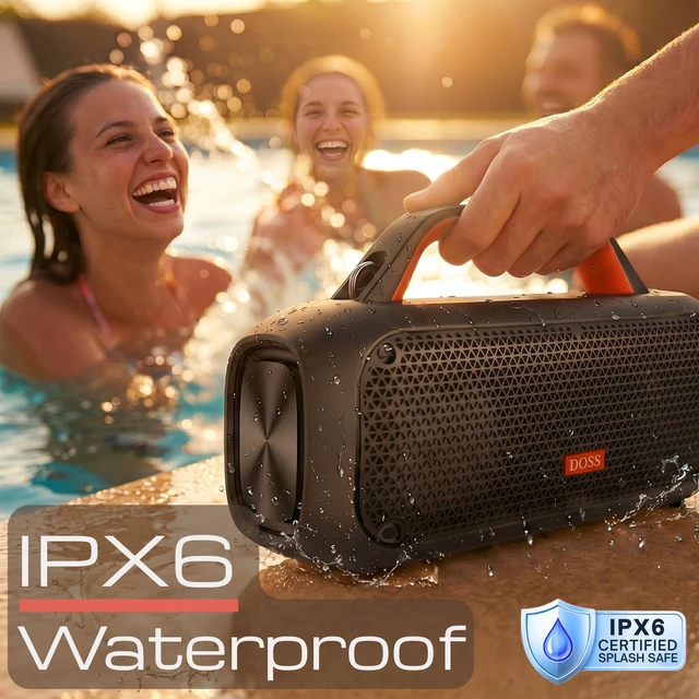 Alt view image 4 of 7 - Extreme Boom Portable Bluetooth Speaker with 60W Mighty Sound-Orange 60W Deep Bass, 30H Playtime,10400mAh Power Bank, IPX6 Waterproof, TWS, BT 5.3, For Camping, Beach, Pool, Grage, Parties