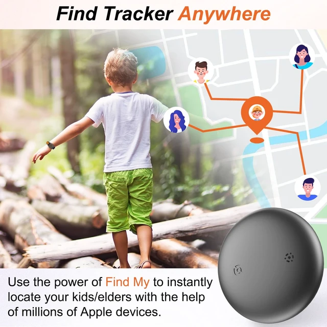 Alt view image 4 of 7 - GPS Tracker for Kids & Seniors, Real-Time Location Tracker Black Lightweight tracker with band and keychain, no monthly fee long standby, Works with iOS & Android, for daily outdoor