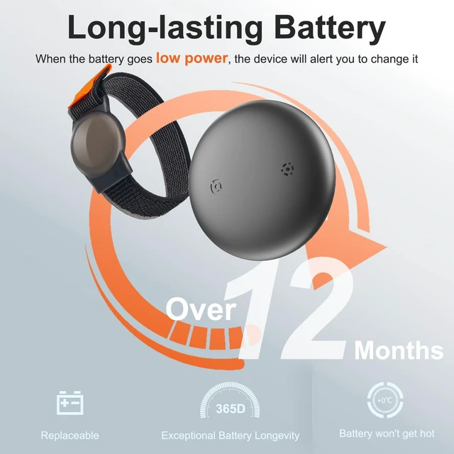 Alt view image 6 of 7 - GPS Tracker for Kids & Seniors, Real-Time Location Tracker Black Lightweight tracker with band and keychain, no monthly fee long standby, Works with iOS & Android, for daily outdoor