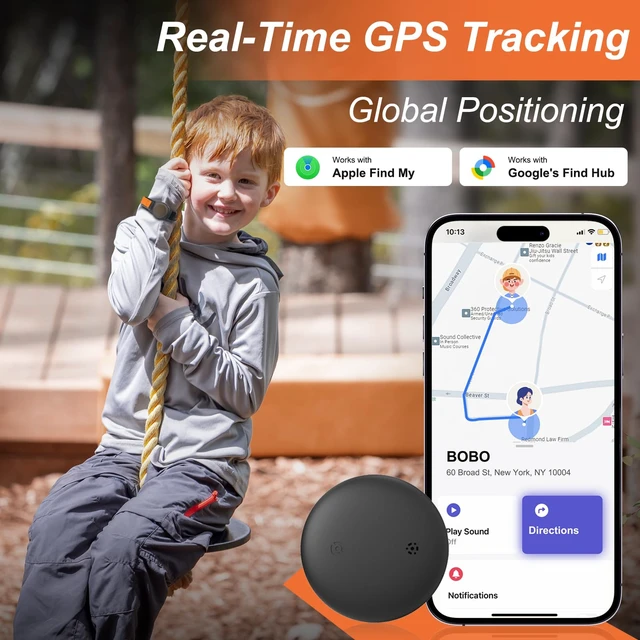 Alt view image 5 of 7 - GPS Tracker for Kids & Seniors, Real-Time Location Tracker Black Lightweight tracker with band and keychain, no monthly fee long standby, Works with iOS & Android, for daily outdoor