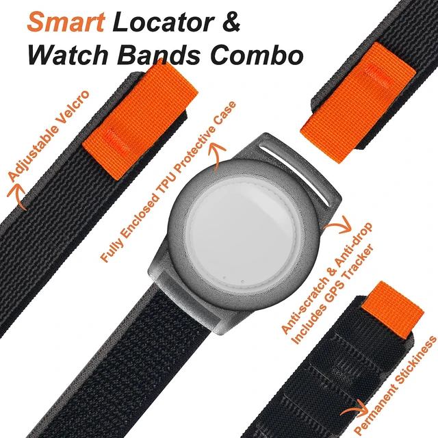 Alt view image 7 of 7 - GPS Tracker for Kids & Seniors, Real-Time Location Tracker Black Lightweight tracker with band and keychain, no monthly fee long standby, Works with iOS & Android, for daily outdoor