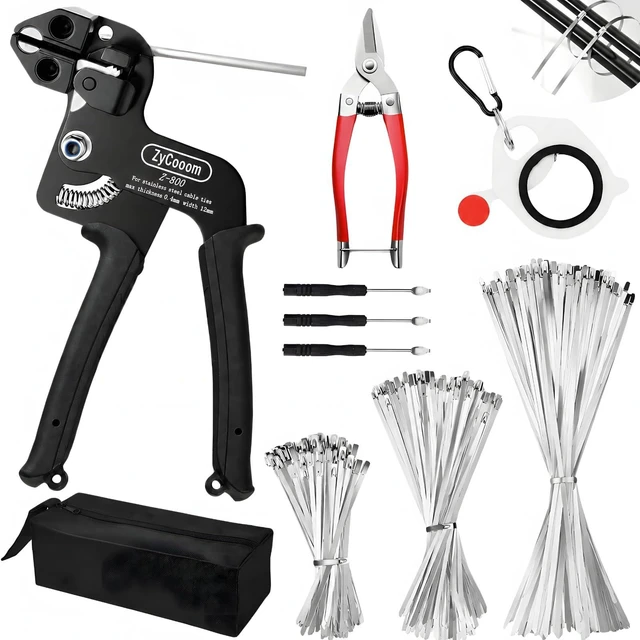 Main image of Stainless Steel Zip Ties Gun Kit,304 Metal Zip Ties Heavy Duty-SLV 250PCS Stainless Steel Cable Tie(6"/7.9"/11.8") Self-Locking, UV/Corrosion Resistant for Fence/Exhaust Pipe/Chicken Coop/Farm