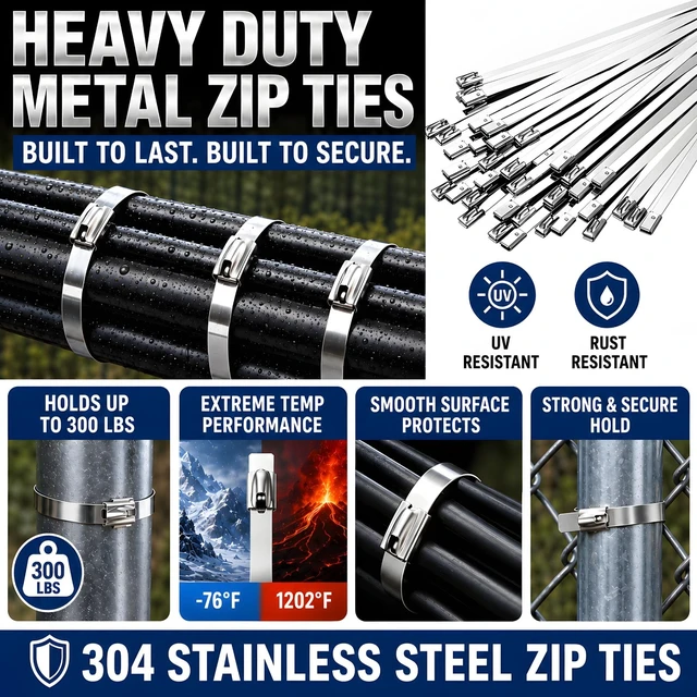 Alt view image 3 of 7 - Stainless Steel Zip Ties Gun Kit,304 Metal Zip Ties Heavy Duty-SLV 250PCS Stainless Steel Cable Tie(6"/7.9"/11.8") Self-Locking, UV/Corrosion Resistant for Fence/Exhaust Pipe/Chicken Coop/Farm