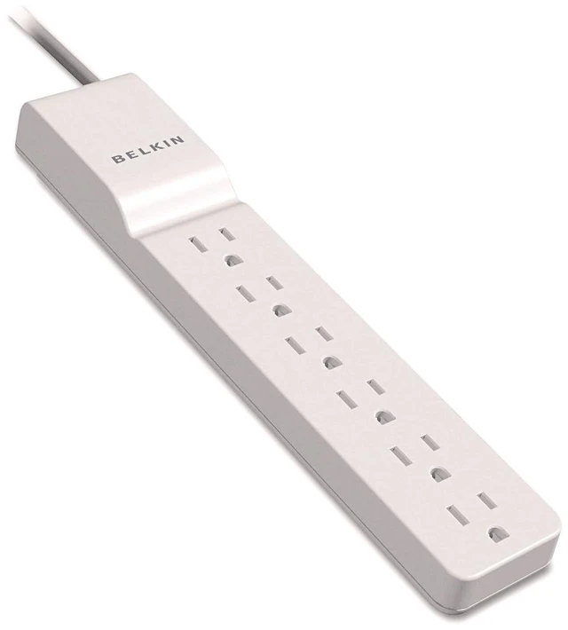 Main image of 6-Outlet Surge Protector Power Strip, 720J, 4ft Cord, Straight Plug - Color