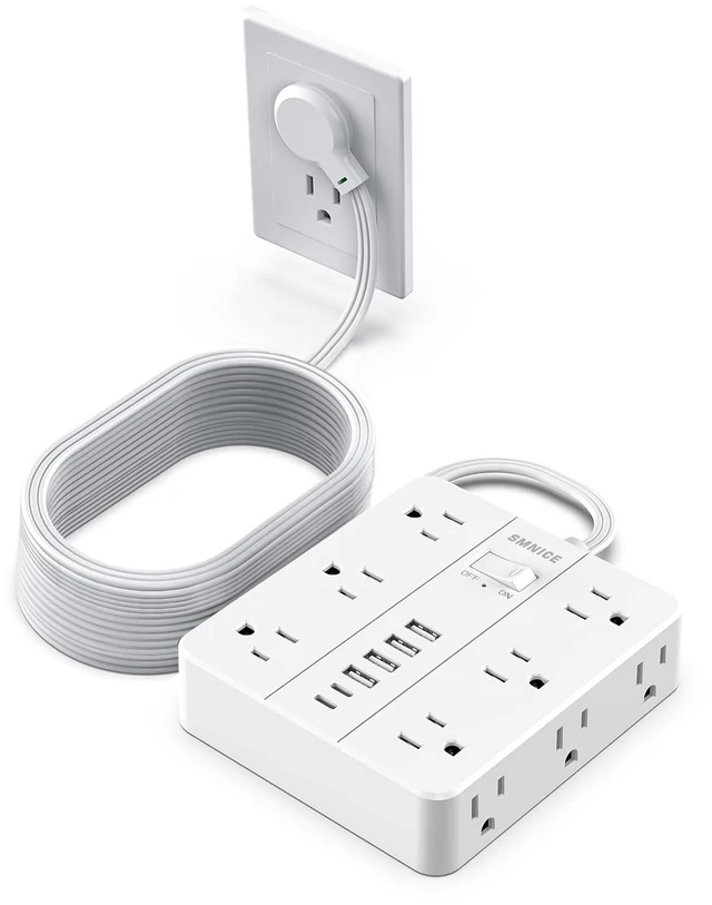 Main image of Power Strip 20ft Extension Cord, Flat Plug with 12 Outlets 6 USB(2 USB C),Power Strip Charging Station with Overload Protection for Home, Dorm,Office