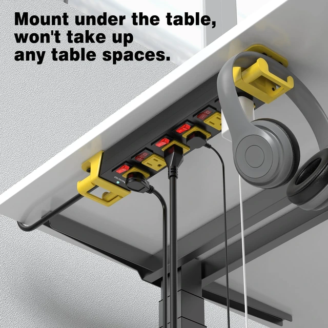 Alt view image 6 of 7 - 6 Outlet Power Strip with 6 Individual Switches Cord Manager 1200J 6FT Wall Mount Heavy Duty Power Strip Home Office Garage Industrial Workshop