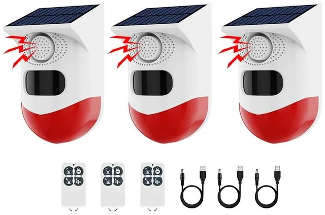 Main image of Solar-Powered Motion Sensor Outdoor Alarm Clock 120-decibel Safety Alarm Light IP65 Waterproof Rating Remotely Adjustable Four Operating Modes Ideal for Homes, Farms, Barns, Yards, and More (3)