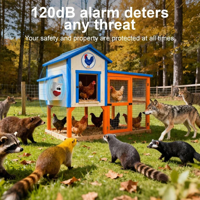 Alt view image 4 of 7 - Solar-Powered Motion Sensor Outdoor Alarm Clock 120-decibel Safety Alarm Light IP65 Waterproof Rating Remotely Adjustable Four Operating Modes Ideal for Homes, Farms, Barns, Yards, and More (3)