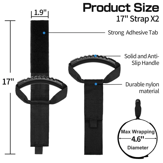 Alt view image 2 of 6 - Extension Cord Storage Straps 17", 2 Pack, Black Easy-Carry with Handle, Heavy Duty Hook and Loop, Cord Organizer, For Garage Hose, Garden Pool Hoses, Cables