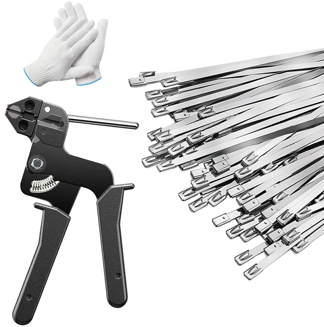 Main image of 300PCS Cable Ties Kit, 11.8 Inch Heavy Duty Silver Metal Zip Ties 304 Stainless Steel Zip Ties, 264LBS High-strength,Self-locking Secure Fastening,Ideal for Outdoor,Fence, Exhaust Wrap Etc