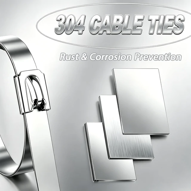 Alt view image 7 of 7 - 300PCS Cable Ties Kit, 11.8 Inch Heavy Duty Silver Metal Zip Ties 304 Stainless Steel Zip Ties, 264LBS High-strength,Self-locking Secure Fastening,Ideal for Outdoor,Fence, Exhaust Wrap Etc