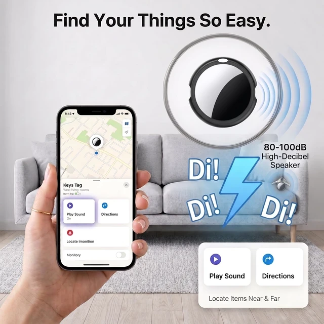 Alt view image 2 of 6 - 2 Pack Tracker Tags MFi Certified for Apple Find My Item Finder iOS Only Bluetooth Tracker Air Smart Tags Global Tracking Replaceable Battery Waterproof Key Finder Locator for Luggage Bag Pet Wallet