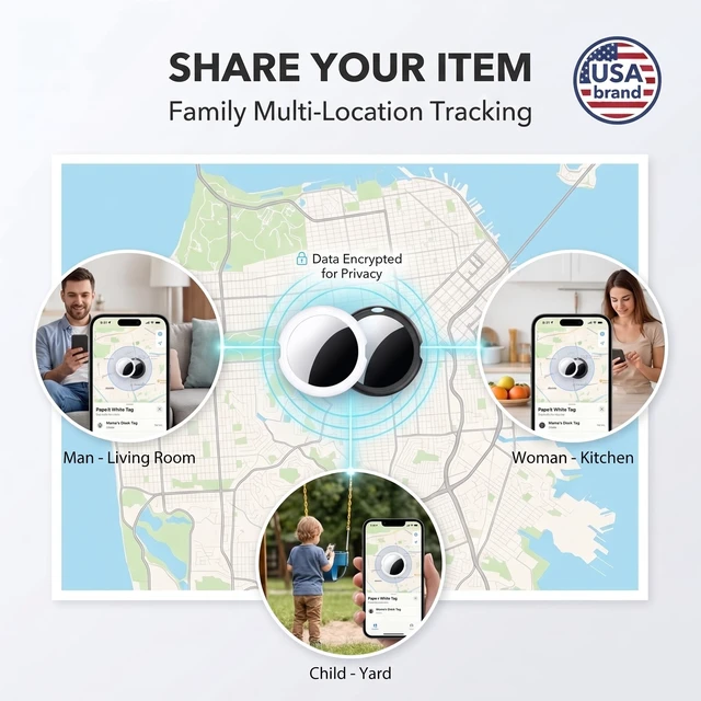Alt view image 5 of 6 - 2 Pack Tracker Tags MFi Certified for Apple Find My Item Finder iOS Only Bluetooth Tracker Air Smart Tags Global Tracking Replaceable Battery Waterproof Key Finder Locator for Luggage Bag Pet Wallet