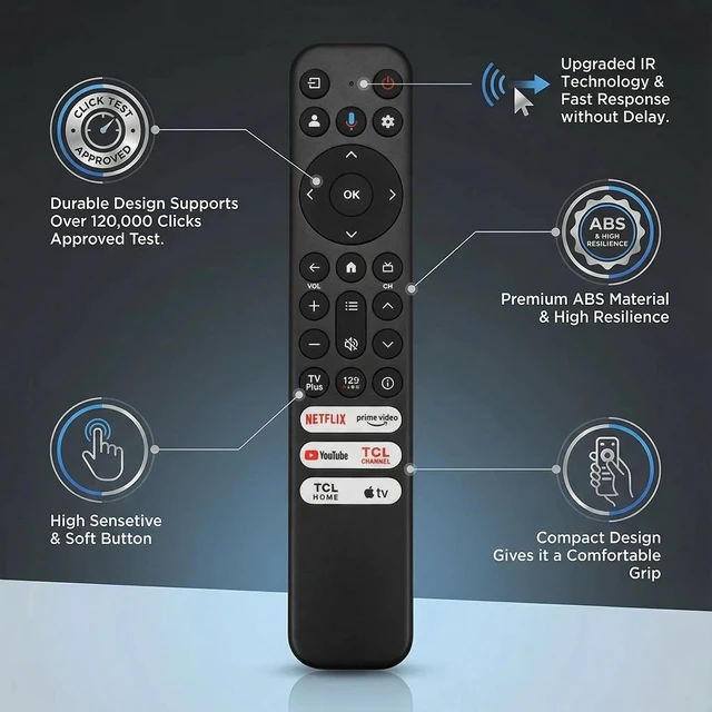 Alt view image 6 of 6 - TCL Google TV Voice Remote Replacement - RC813 Bluetooth Controller with 6 Shortcut Keys Compatible with TCL Q6/Q7/QM8/S3/S4 SeriesNot Applicable to Roku TV