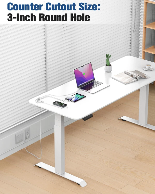 Alt view image 3 of 7 - 3 inch Desk Power Grommet USB C 65W,Ultra-Flat Plug Power Strip White,Recessed Outlet,Desktop Power Grommet for Office PC Desk Cable Cord Cover,Table Outlets for Home,Office