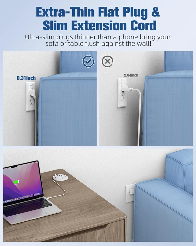 Alt view image 4 of 7 - 3 inch Desk Power Grommet USB C 65W,Ultra-Flat Plug Power Strip White,Recessed Outlet,Desktop Power Grommet for Office PC Desk Cable Cord Cover,Table Outlets for Home,Office