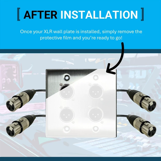 Alt view image 6 of 6 - 4 Port Stainless Steel XLR Wall Plate, Male to Female, Solderless No-Solder XLR Wall Plate with Male to Female Connectors for Pro Audio, Studio, Stage, Rack & In-Wall Installations