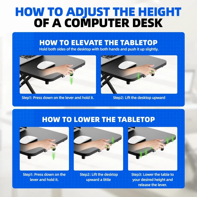 Alt view image 7 of 7 - Standing Desk Converter Height Adjustable, Sit to Stand up Desk Riser Computer Workstation use in Laptop and Single Monitor Ergonomic Desktop Workstation for Home Office - Black