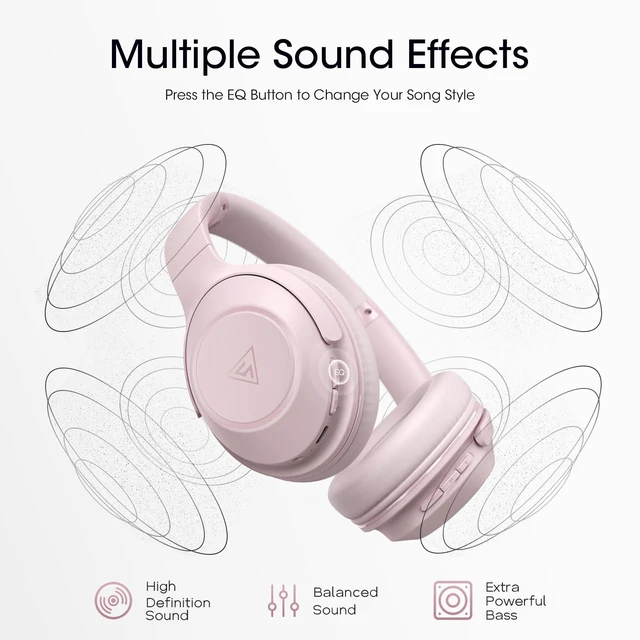 Alt view image 3 of 7 - Bluetooth Headphones Over Ear, 70H Playtime,3 EQ Modes, with ENC Mic 70 Hours Playtime, HiFi Stereo Sound, Deep Bass, Memory Foam Earpads, Headphones Wireless for Phone PC Travel Home Office