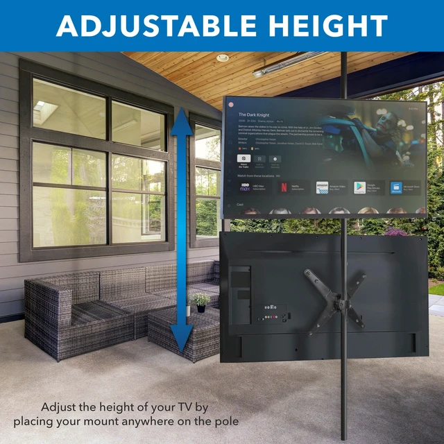 Alt view image 3 of 7 - Mount-It! TV Pole Mount, Fits 32" to 55" Screens, Universal VESA 75x75 to 400x400, Full-Motion Tilt, Swivel & Rotate, Clamps to 1.1" - 1.96" Diameter Poles, Ideal for Gazebos, Trade Shows, & POS