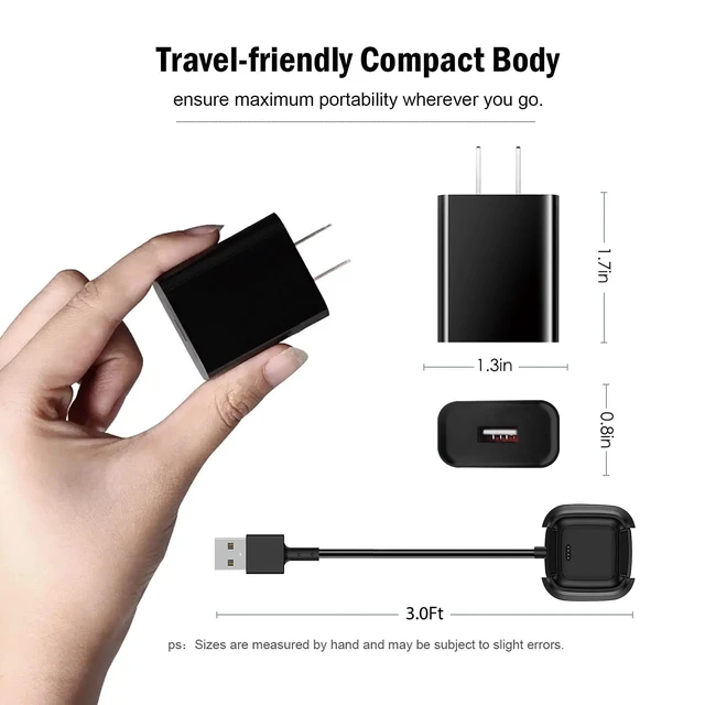 Alt view image 5 of 5 - 6FT Fast Wall Charger for Fitbit Versa 2 Charger USB Charging Cable Cord for Versa 2 Health & Fitness Smartwatch Replacement Charger Dock
